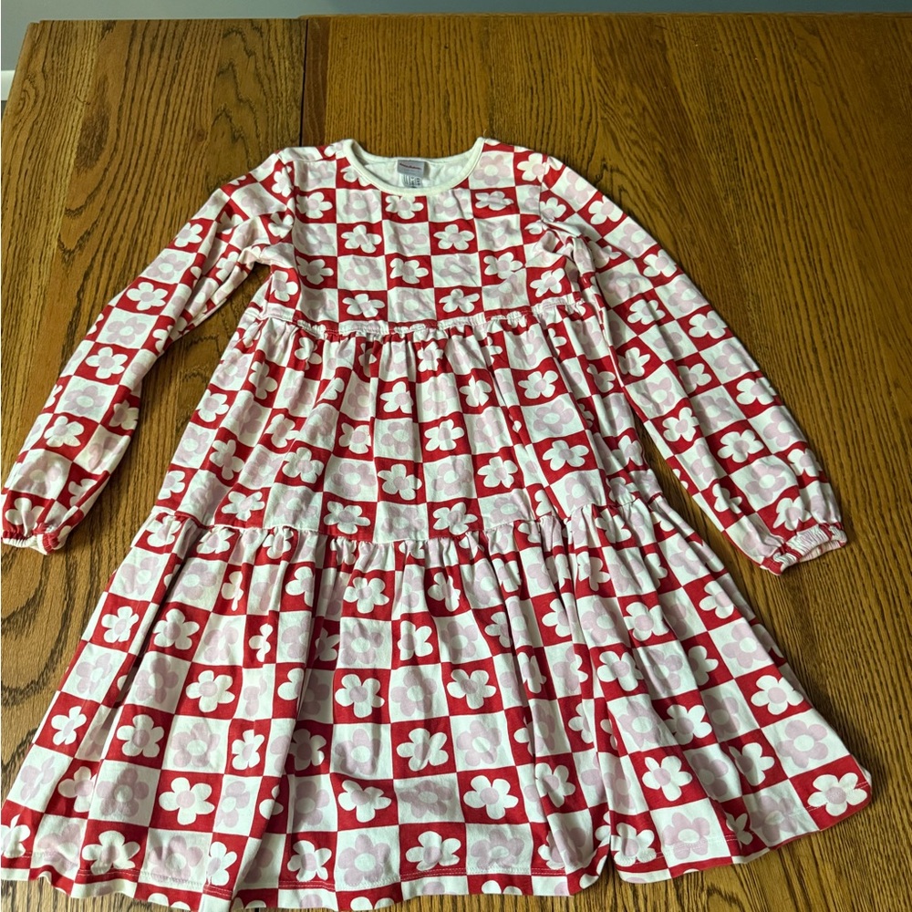 Hanna Andersson Red and White Floral Checkered Dress
